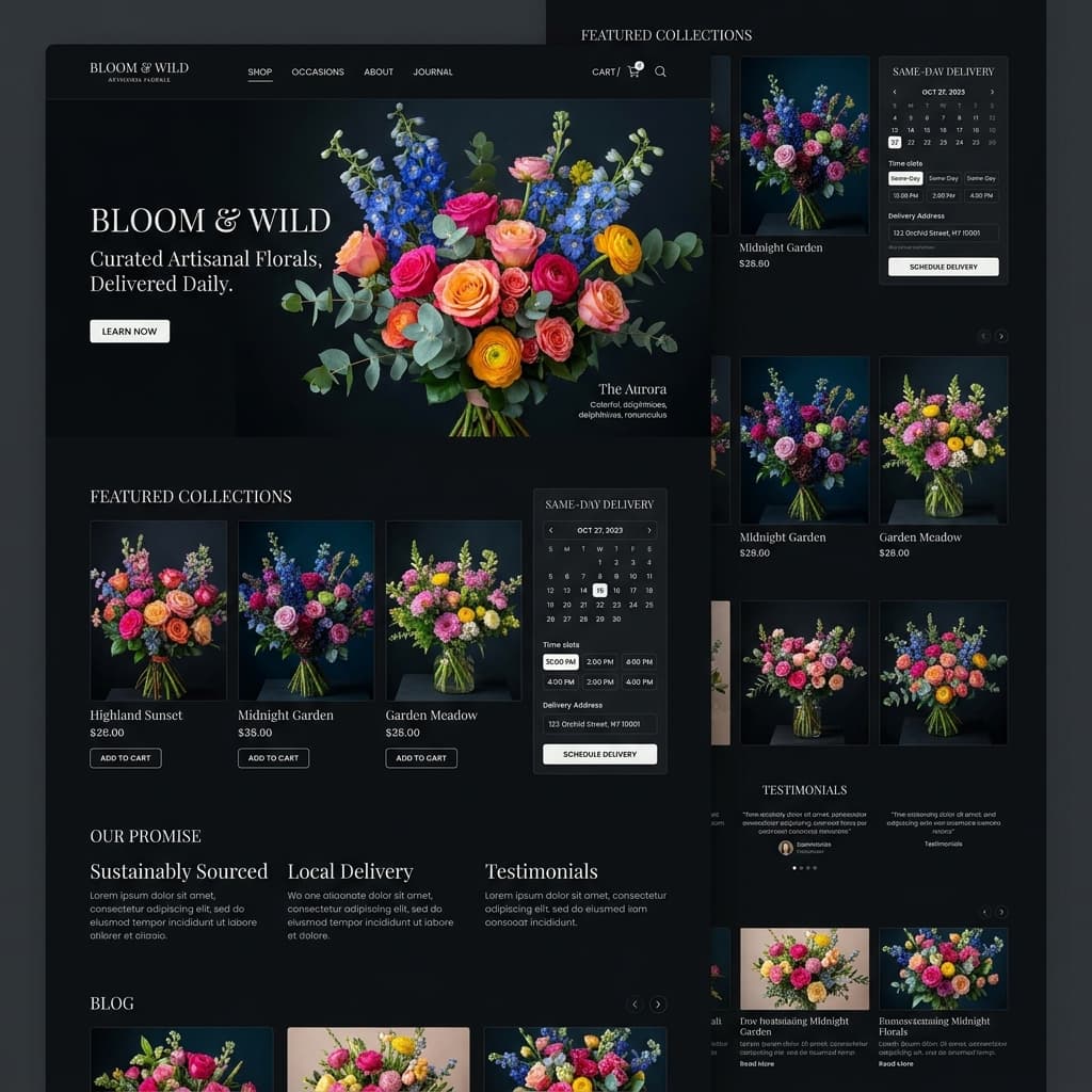 Artisanal Floral & Event Design Studio - Boutique Flower Studio Mantle Core Showcase