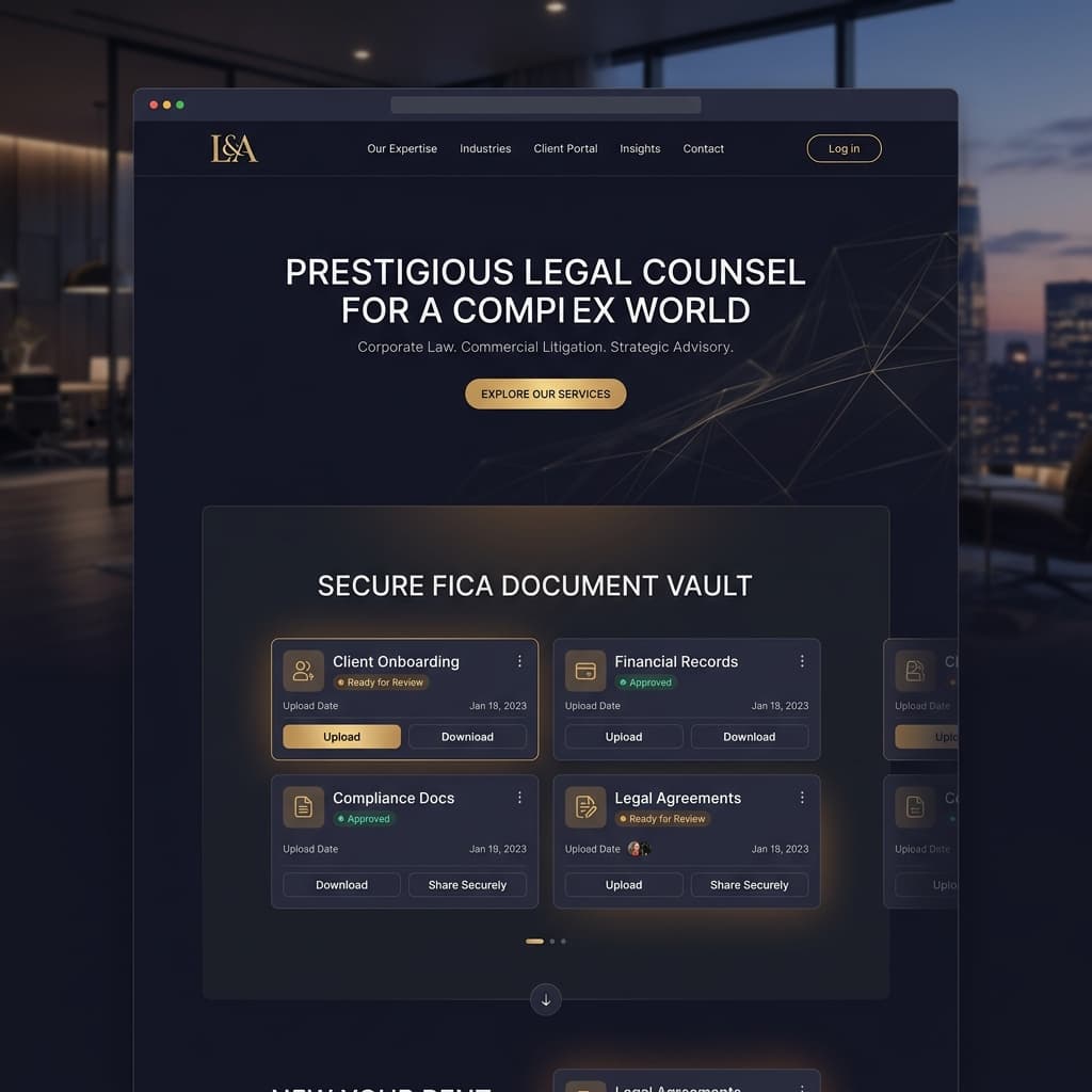Commercial Law & FICA Compliance Hub - Law Firm & Legal Practice Mantle Core Showcase